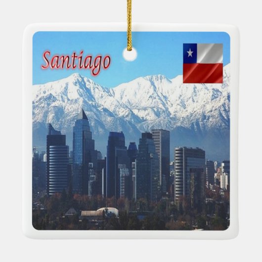 zCL018 SANTIAGO Skyline, Amerika, Keramisch Ornament (Achterkant)