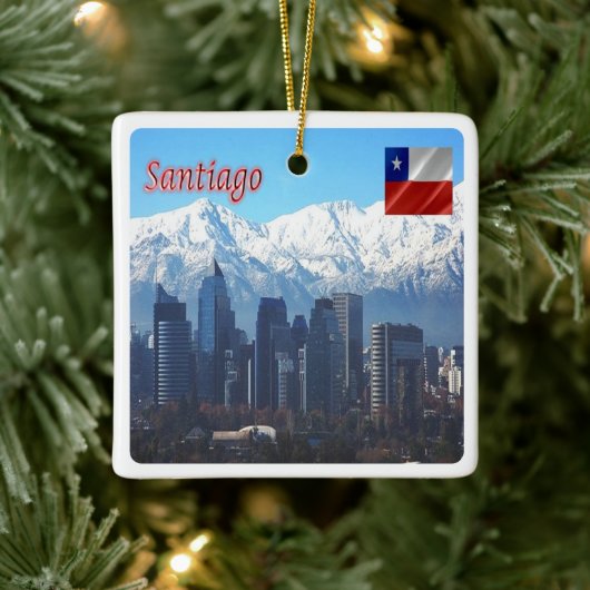 zCL018 SANTIAGO Skyline, Amerika, Keramisch Ornament (Boom)