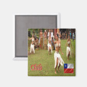 zCL025 CHILE, Dancers Easter Island, Fridge Magneet (Voorkant / Achterkant)