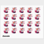 Zcute Heart Fox Valentijn Square Sticker (Vel)