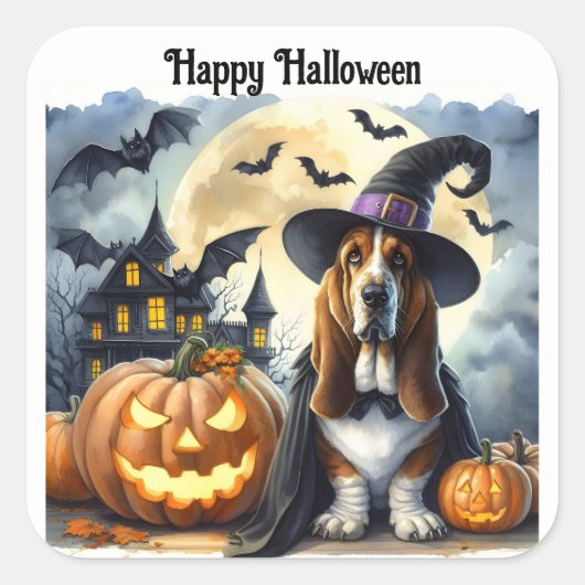 Zcute Heksenhond Halloween Sticker (Voorkant)