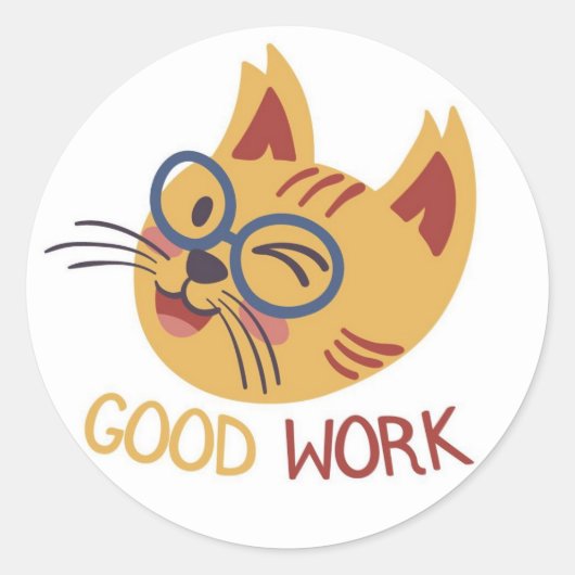 Zcute Kat Goed Werk Sticker (Voorkant)