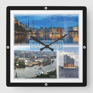 zDE021 HAMBURG Duitsland, Vierkante Klok