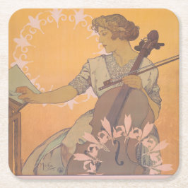 Zdenka Cerny poster van Alphonse Mucha Vierkante Kartonnen Onderzetter