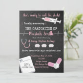 Ze belt de Shots. Afstuderen Uitnodiging (Staand voorkant)