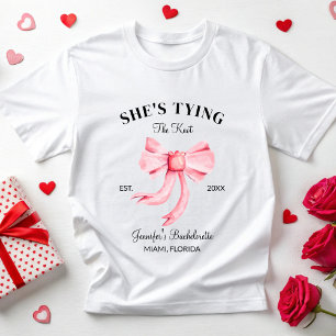 Ze bindt de knoop bachelorette bruiloft t-shirt