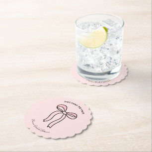Ze bindt de knoop Blush Pink Bow Vrijgezellenfeest Kartonnen Onderzetters
