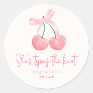 Ze bindt de Knoop Coquette Vrijgezellenfeest gunst Ronde Sticker