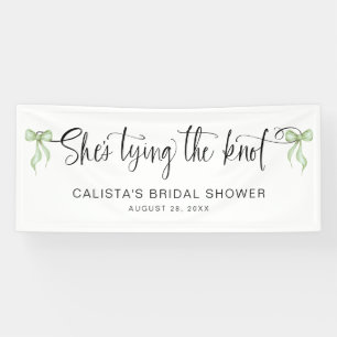 Ze bindt de knoop gepersonaliseerd Vrijgezellenfee Spandoek