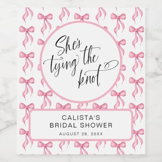 Ze bindt de knoop gepersonaliseerd Vrijgezellenfee Wijn Etiket (Enkel label)