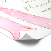 Ze bindt de knoop roze boog bruids welkom poster (Hoek)