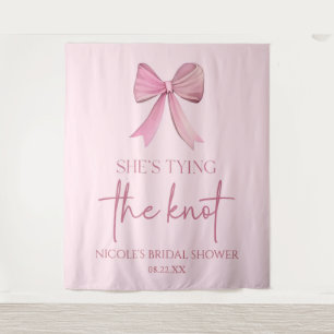 Ze bindt de knoop roze strik Vrijgezellenfeest Wandkleed