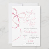 Ze bindt de knoop strik bruids douche uitnodiging (Voorkant)