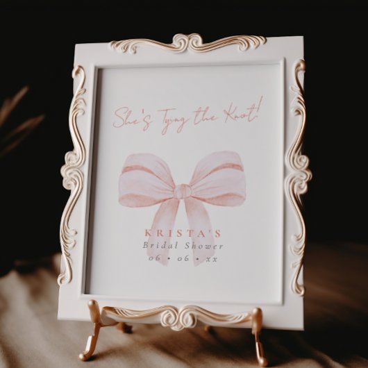 Ze bindt de Knot Blush Bow Vrijgezellenfeest Poster