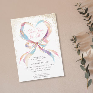 Ze bindt de roze knoop Vrijgezellenfeest Invita Kaart