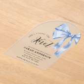 Ze bindt het blauwe Vrijgezellenfeest van de Knoop Acryl Uitnodigingen (Laagn)