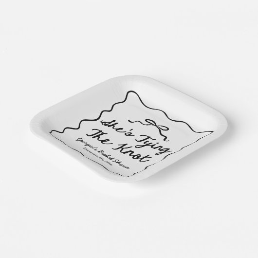 Ze bindt het knoop grillige boog Vrijgezellenfeest Papieren Bordje (Gebogen)