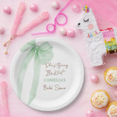 Ze bindt het knoop groene boog Vrijgezellenfeest v Papieren Bordje (Feest)