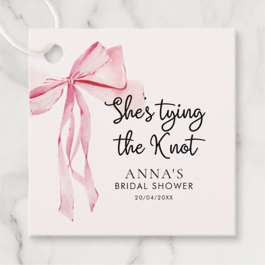 Ze bindt het knoop Vrijgezellenfeest vast Bedankjes Labels (Voorkant)