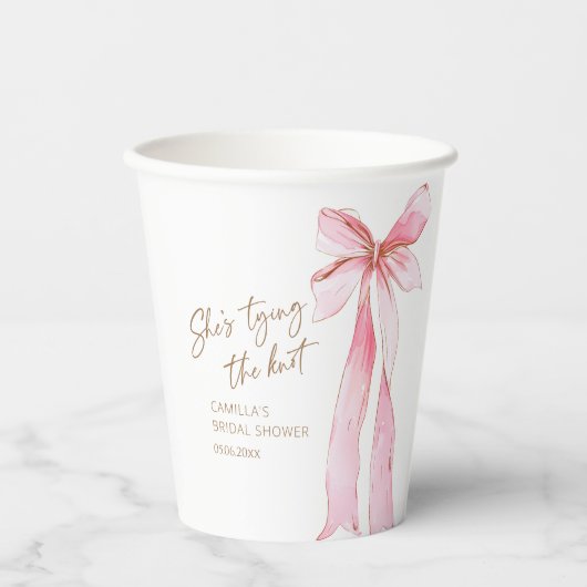 Ze bindt het knoop Vrijgezellenfeest vast Papieren Bekers (Voorkant)