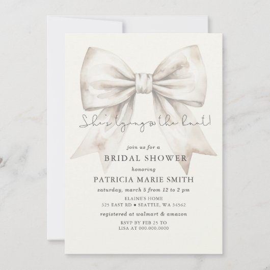 Ze bindt het knoop witte boog Vrijgezellenfeest Kaart (Voorkant)