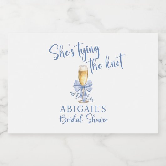 ZE BINDT HET KNOOPBLAUWE VRIJGEZELLENFEEST VAST SPARKLING WIJNETIKET (Enkel label)