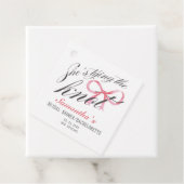 Ze bindt het Knot Bow Coquette Vrijgezellenfeest Bedankjes Labels (In situ)