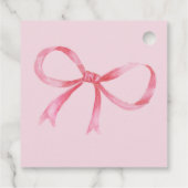 Ze bindt het Knot Bow Coquette Vrijgezellenfeest Bedankjes Labels (Achterkant)