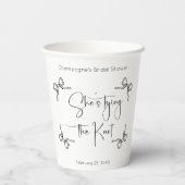 Ze bindt het Knot Modern Script-Vrijgezellenfeest Papieren Bekers (Achterkant)
