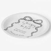 Ze bindt het Knot Modern Script-Vrijgezellenfeest Papieren Bordje (Gekanteld)