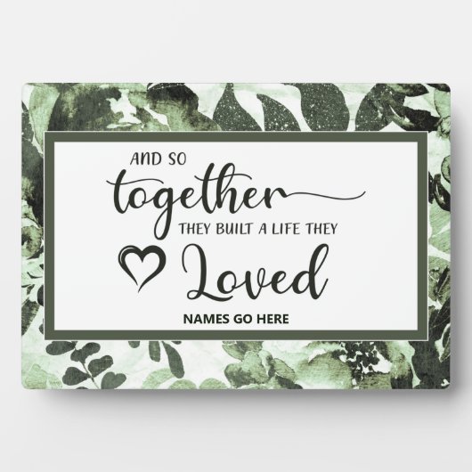 Ze bouwden een leven dat ze van tabletepplaque hou fotoplaat (voorkant)