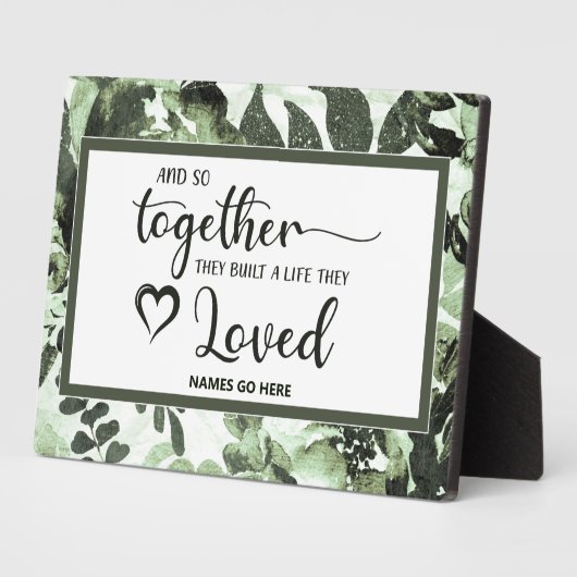 Ze bouwden een leven dat ze van tabletepplaque hou fotoplaat (Zijkant)