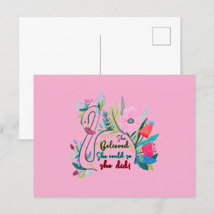 Ze dacht dat ze het kon, dus deed ze zwoegen met e briefkaart