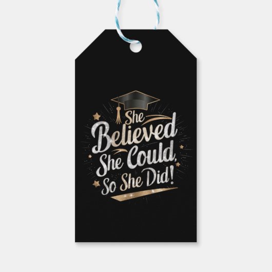 Ze dacht dat ze het kon, dus ze deed Afstuderen Cadeaulabel (Achterkant)