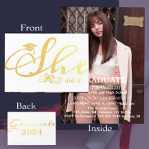 Ze deed het Afstudeerder Party Invitation 1 foto F