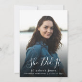 Ze deed het Afstuderen Foto-uitnodiging Aankondiging (Voorkant)