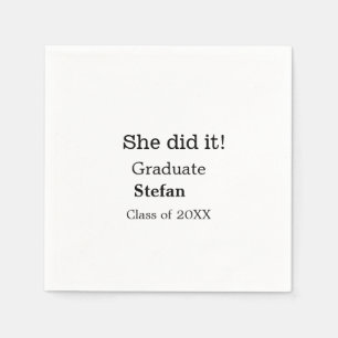 Ze deed het afstuderen naamklasse van 20XX tekst t Servet