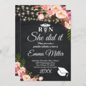 Ze deed het - Elegant Nursing School Afstuderen Kaart (Voorkant / Achterkant)
