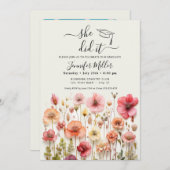 Ze deed het Floral Graduation Party aankondiging (Voorkant / Achterkant)