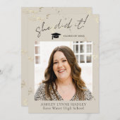 Ze deed het Foto Afstuderen kondiging Aankondiging (Voorkant / Achterkant)