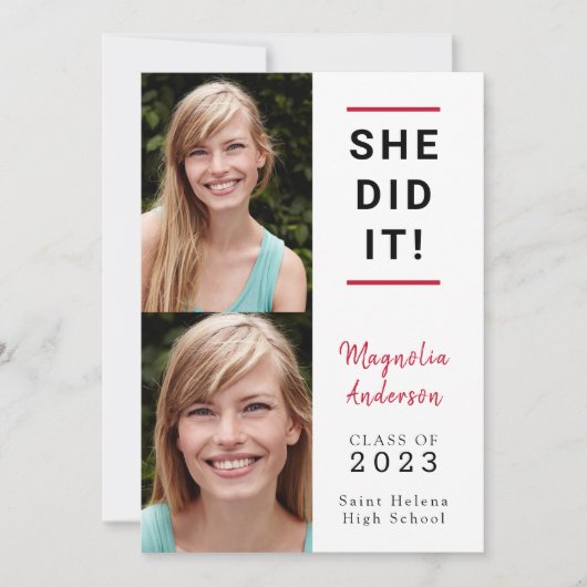 Ze deed het Foto Afstuderen kondiging Aankondiging (Voorkant)