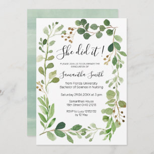 Ze deed het Greenery Afstuderen Uitnodiging
