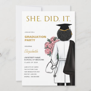 Ze deed het Medical School Afstuderen Invitation Kaart