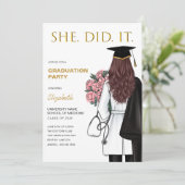 Ze deed het Medical School Afstuderen Invitation Kaart (Staand voorkant)