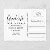 Ze deed het met de hand geschreven script Afstuder Aankondigingskaart (Achterkant)