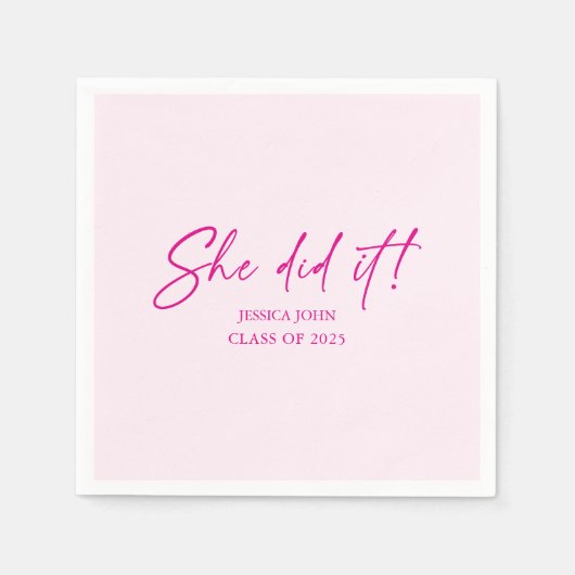Ze deed het minimaal schattig roze Graduation Part Servet (Voorkant)