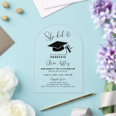 Ze deed het Pet Bow Afstuderen Acryl Uitnodigingen (Insitu (Huwelijk))