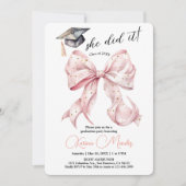 Ze deed het Roos Gold Afstuderen Invitation Kaart (Voorkant)