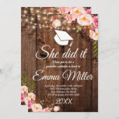 Ze deed het - rustieke afstudeerfeest kaart (Voorkant / Achterkant)