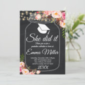 Ze deed het, schoolbordafstudeerfeest kaart (Staand voorkant)